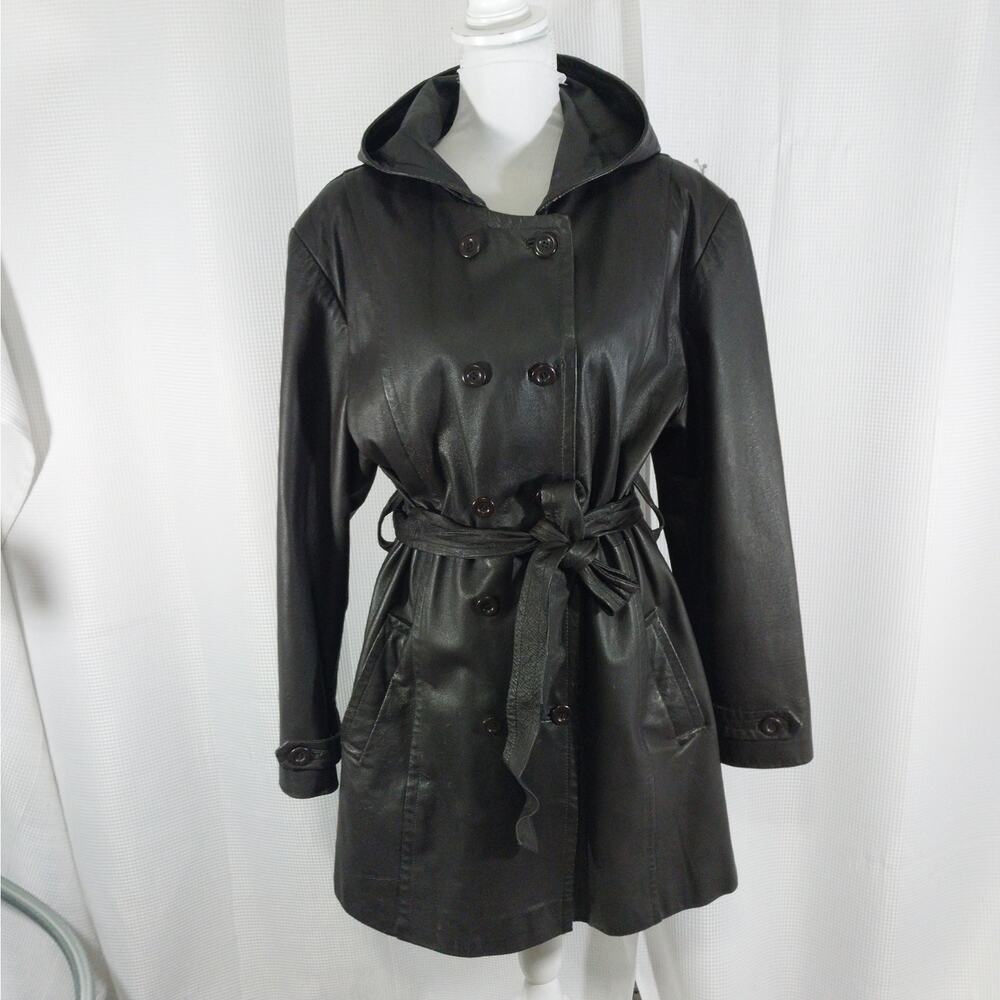 GIORGIO ST. ANGELO! DEEPEST ESPRESSO BROWN BELTED TIE WAIST JACKET, COAT! SZ XL - Picture 4 of 12
